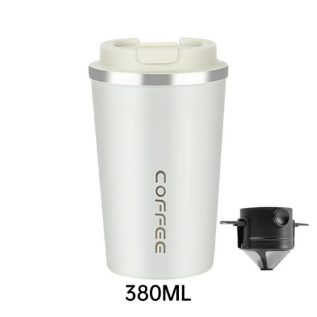 

Kotyreds Coffee Mug with Coffee Filter Leak Proof Long-Lasting Insulation Coffee Tumbler Environmentally Travel Cup for Home Office Outdoor Works (380ml White)