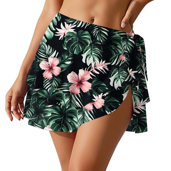 Aboser Womens Hawaiian Sarong Swimsuit Cover Up Trendy Tropical Print Wrap Skirts Sheer Mesh Beach Coverups for Summer Vacation 2026