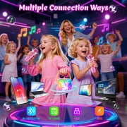 Atvuaey Mini Karaoke Machine for Kids, Wings and Castle Light Show Singing Set with 2 Microphones, Birthday Gifts for Girls 3-12