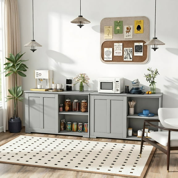 Kadyn Buffet Sideboard,Sideboard Buffet Cabinet,Antique Stackable Kitchen Storage Sideboard with Height Adjustable Shelf-Gray