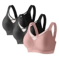 thumbnail image 2 of 3 Pack Sport Bras For Women High Support Plus Size Everyday Underwear, Soft Full Coverage Bra Pink XXL, 2 of 7