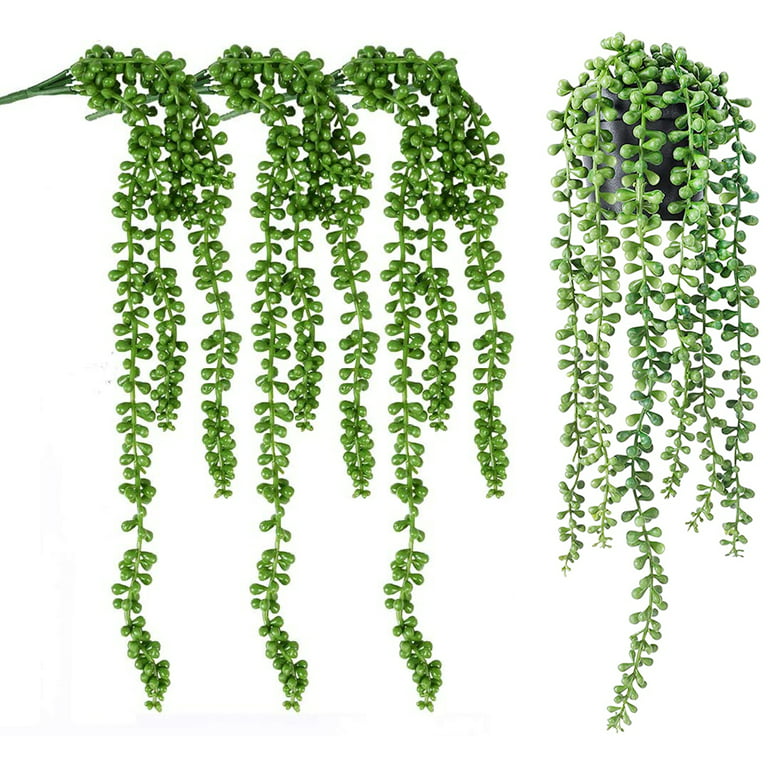 3pcs Artificial Fake String of Pearls Plant Faux Succulents Hanging Plants  for Wall Home Garden Decor