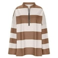 thumbnail image 5 of RQYYD Womens Stripes Shirts Half Zip up Sweatshirt Casual Oversized Color Block V Neck Long Sleeve Tunic Tops Y2K Fall Outfits for Women Blouses, 5 of 5