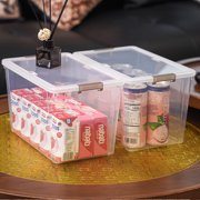 7 Qt Small Storage Bins with Lids Latching Plastic Stackable Clear 6 Packs