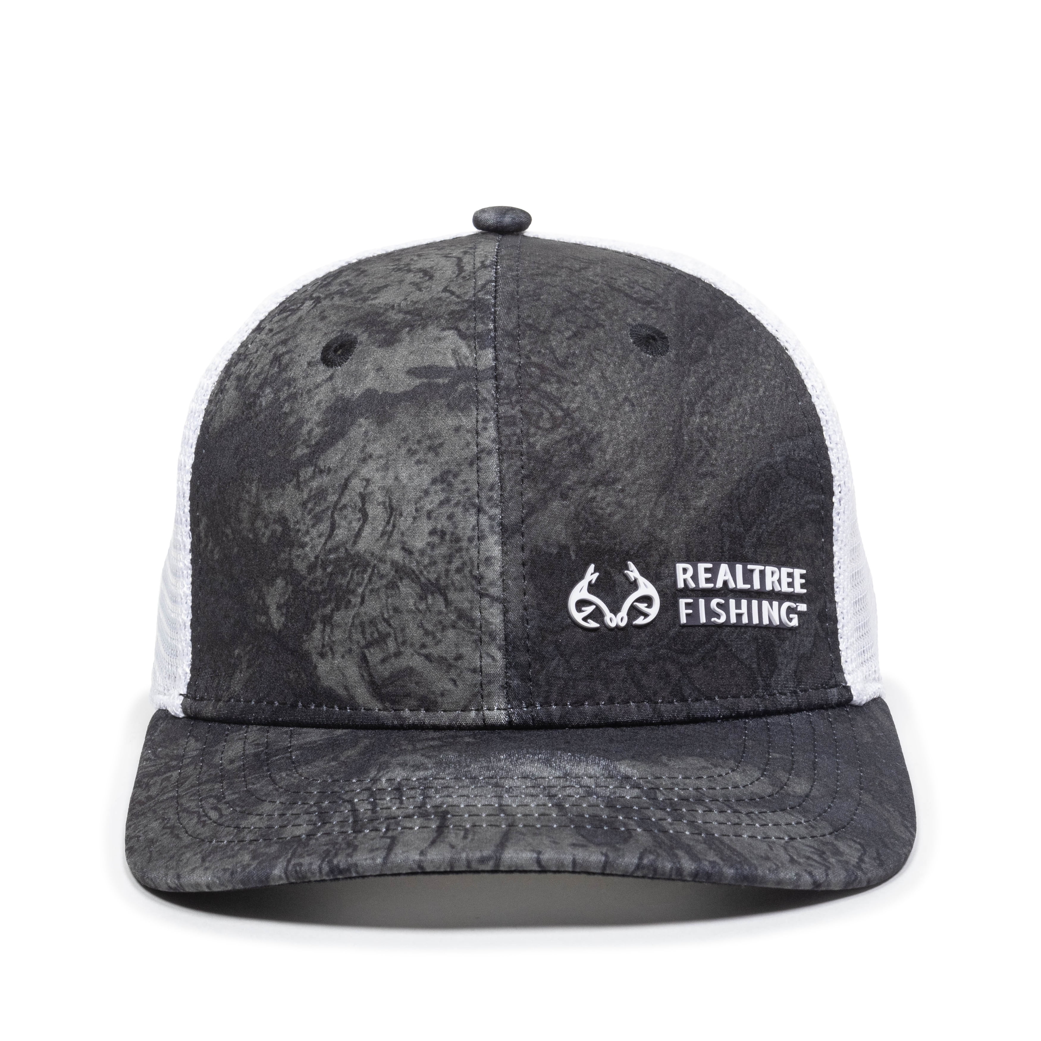 Realtree Structured Baseball Style Hat, Fishing WAV3 Black/White,  Small/Medium 