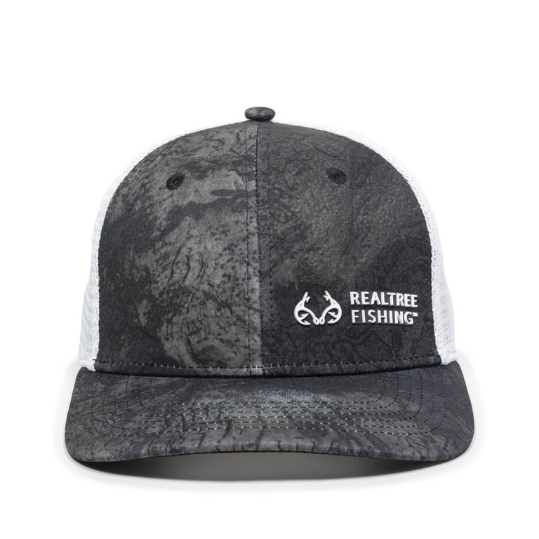 Realtree Structured Baseball Style Hat, Fishing WAV3 Black/White,  Small/Medium