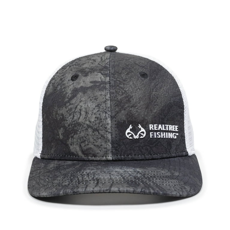 Realtree Structured Baseball Style Hat, Fishing WAV3 Black/White