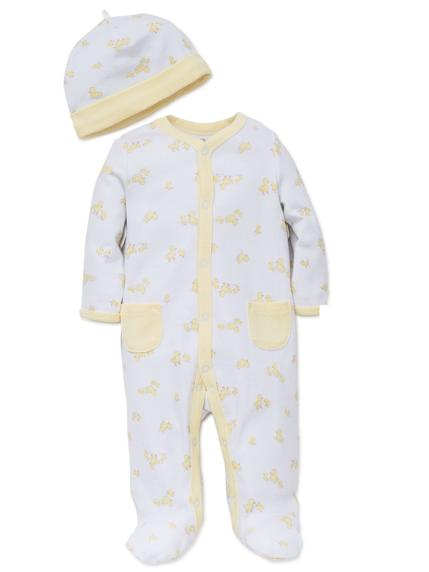 Newborn Baby Boy Girl Long Sleeve Floral Infant Sleepwear Pajamas Set 0-3 M, Yellow