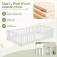 thumbnail image 4 of Miniyam Twin Kids Floor Bed with Guardrails, Pine Wood Montessori Bed Frame with Rounded Opening, White, 4 of 8