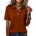 thumbnail image 2 of Dwellite Polo Shirts for Women Golf Button Collared Summer Short Sleeve Tops Lightweight Work Polo Shirt Blouses Wine XL, 2 of 5