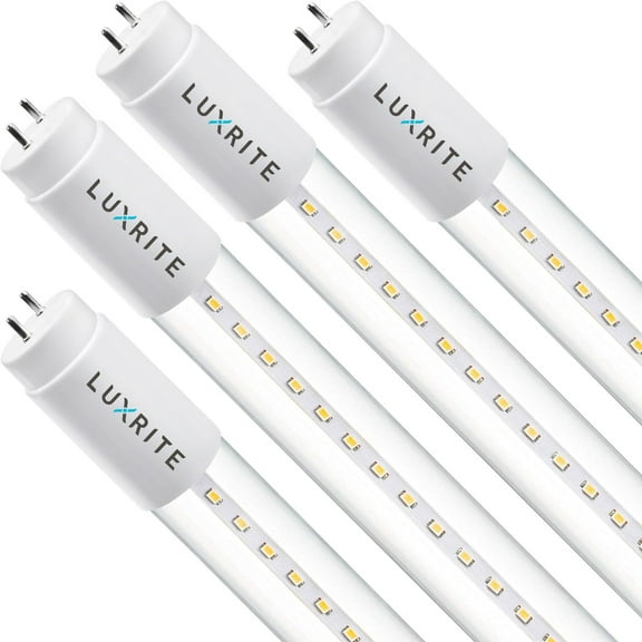 Luxrite 4-Pack 4FT T8 LED Tube Light Ballast and Ballast Bypass 13W=32W 3000K Soft White Damp Rated UL Listed