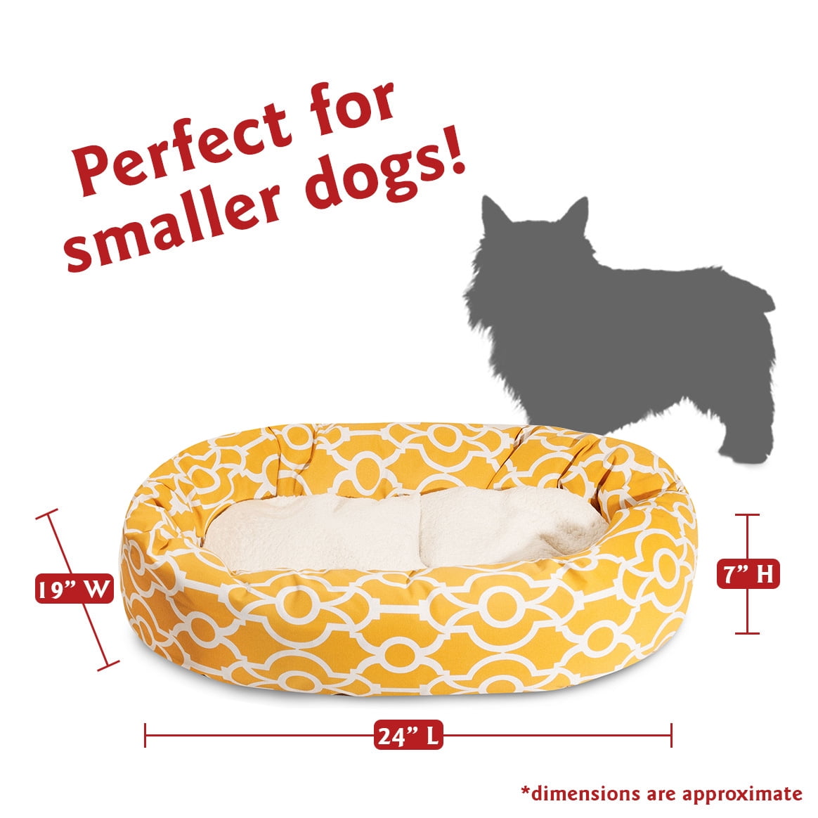 Majestic Pet Sherpa Athens Bagel Pet Bed for Dogs, Calming Dog Bed Washable, Small, Citrus