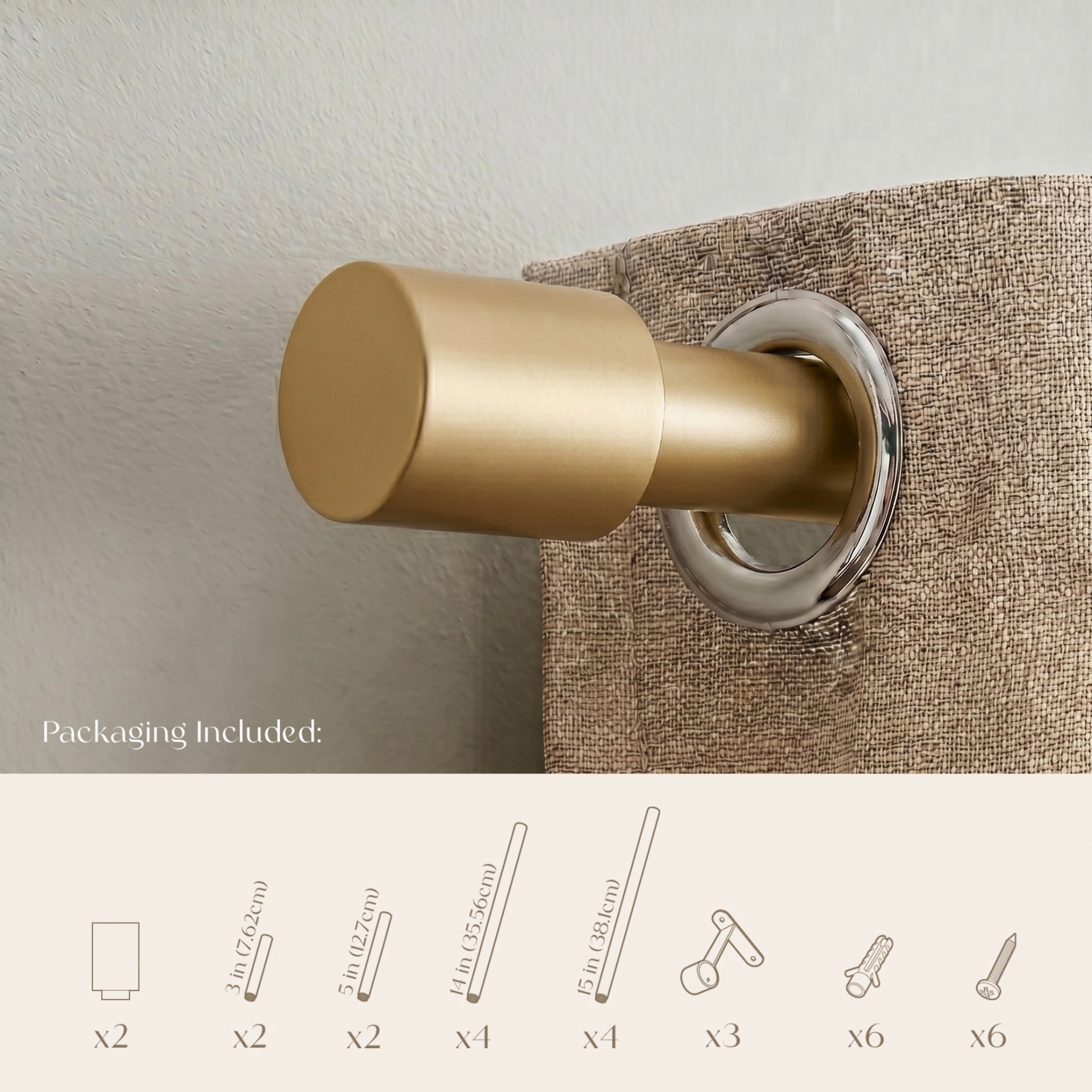 Dwell Studio, Cutomizable Curtain Rods, 3/4" Iron Material, 20 inch-120 inch Kit, Satin Brass