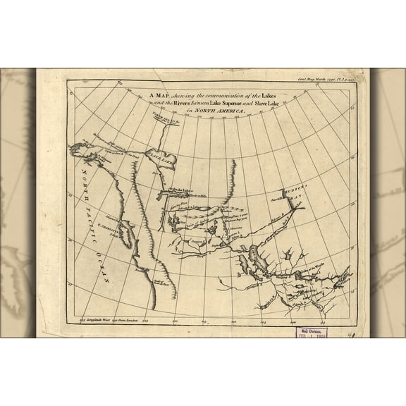 24"x36" Gallery Poster, map of western canada 1790