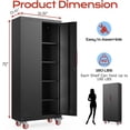 thumbnail image 3 of 71" H Garage Storage Cabinet with 4 Adjustable Shelves and Wheels, Lockable Metal Storage Cabinet for Garage, Home, Warehouse, Assembly Required,Black, 3 of 8
