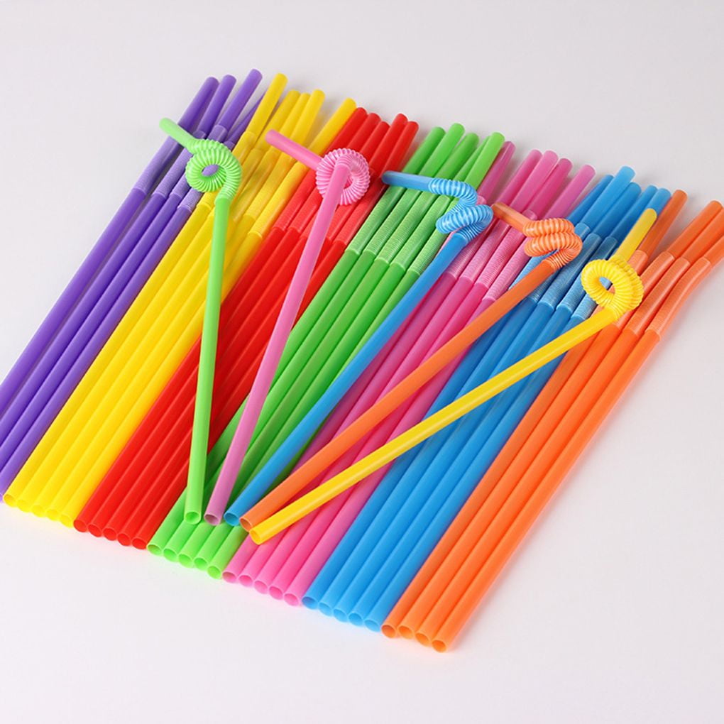 300pcs Plastic Flexible Bendable Straw Drinking Disposable Straws for