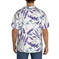 thumbnail image 5 of Xecao offers the Lavender Flowers for Men's Casual Short-sleeved Shirt, a button-up collared shirt with a pocket, perfect for beach vacations and yacht travel in the 3X-Large size., 5 of 7
