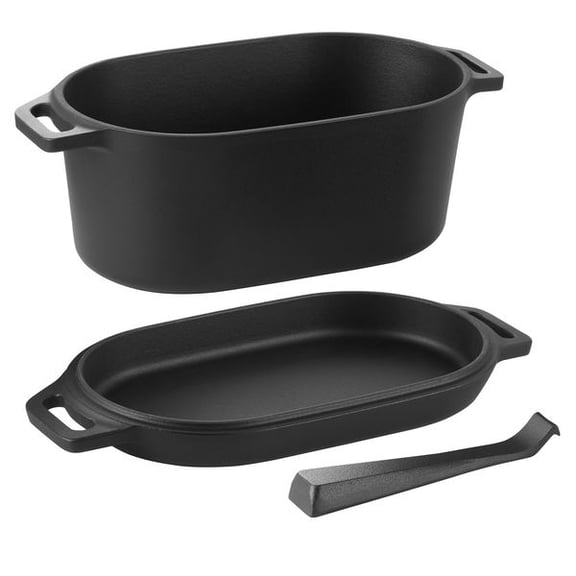 3.5QT Black Enameled Cast Iron Dutch Oven with Lid & Dual Handles, Induction Safe Up to 500°F for Stew, Roast & Bread Baking