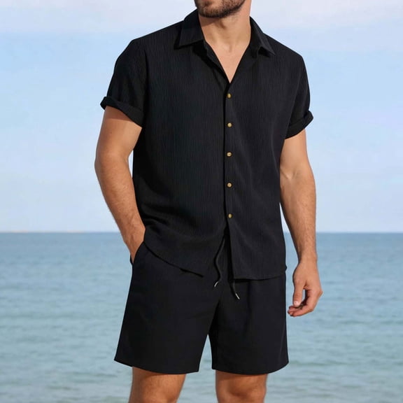 Kakii Men's 2 Piece Outfits Corduroy Casual Long Sleeve Shirt Pant Sets Spring Fashion Tracksuits