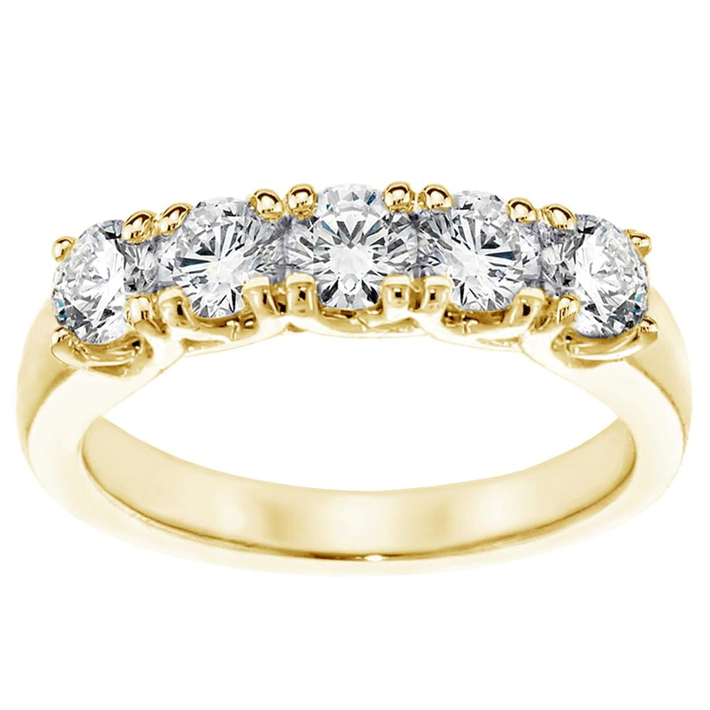 Size-3 1/20 cttw, Diamond Wedding Band in 10K Yellow Gold G-H,I2-I3