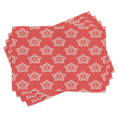 

Coral Placemats Set of 4 Abstract Tribal Mandala Pattern Various Female Girl Floral Victorian Shapes Artwork Washable Fabric Place Mats for Dining Room Kitchen Table Decor Dark Coral by Ambesonne