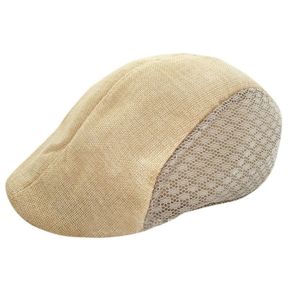 Prolriy Newsboy Hats for Men Flat Mens Hats Men's and Women's Autumn Comfortable Breathable Mesh Cap Cabbie Beret Hats for Men Beige