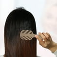 thumbnail image 5 of 1 Pc Women Leaf Style Hollow Comb Hair Brush for Straight Curly Hair Brown ABS, 5 of 6