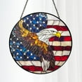 thumbnail image 3 of American Flag Eagle Stained Glass Window Panel, Patriotic Hanging Sun Catcher, 4th of July Decor, USA Veteran Gift, Handmade Glass Art 4320361401, 3 of 4
