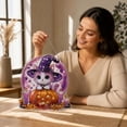 thumbnail image 7 of Lilixerw Halloween Diamond Art Hanging Ornament Decoration, Moon Background Cat In Witch Hat Pumpkin Pattern Wall Hanging Sign with Chain, for Door, Porch and Wall Display, 8 inch, 7 of 7