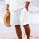 thumbnail image 1 of pstuiky Pantalones cortos para hombre, Pantalones cortos rectos de cintura elástica con bolsillos sólidos informales para hombre Pantalones cortos cargo, 1 of 6
