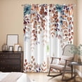 thumbnail image 3 of Brown Eucalyptus Fall Kitchen Curtains 84 Inch Length, Botanical Weeping Leaves Pastoral Grommet Top Bedroom Living Room Curtains, Light Filtering Cafe Curtain Drapes 2 Panels Set 84''x84'', 3 of 9