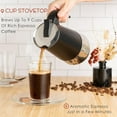 thumbnail image 3 of Mixpresso 6 Cup Greca Stovetop Espresso Maker 10oz, Moka Pot with Coffee Percolator Design, Stainless Steel Stove Top Coffee Maker for Camping or Home, Italian Coffee Maker Stovetop, Black Coffee Pot, 3 of 7