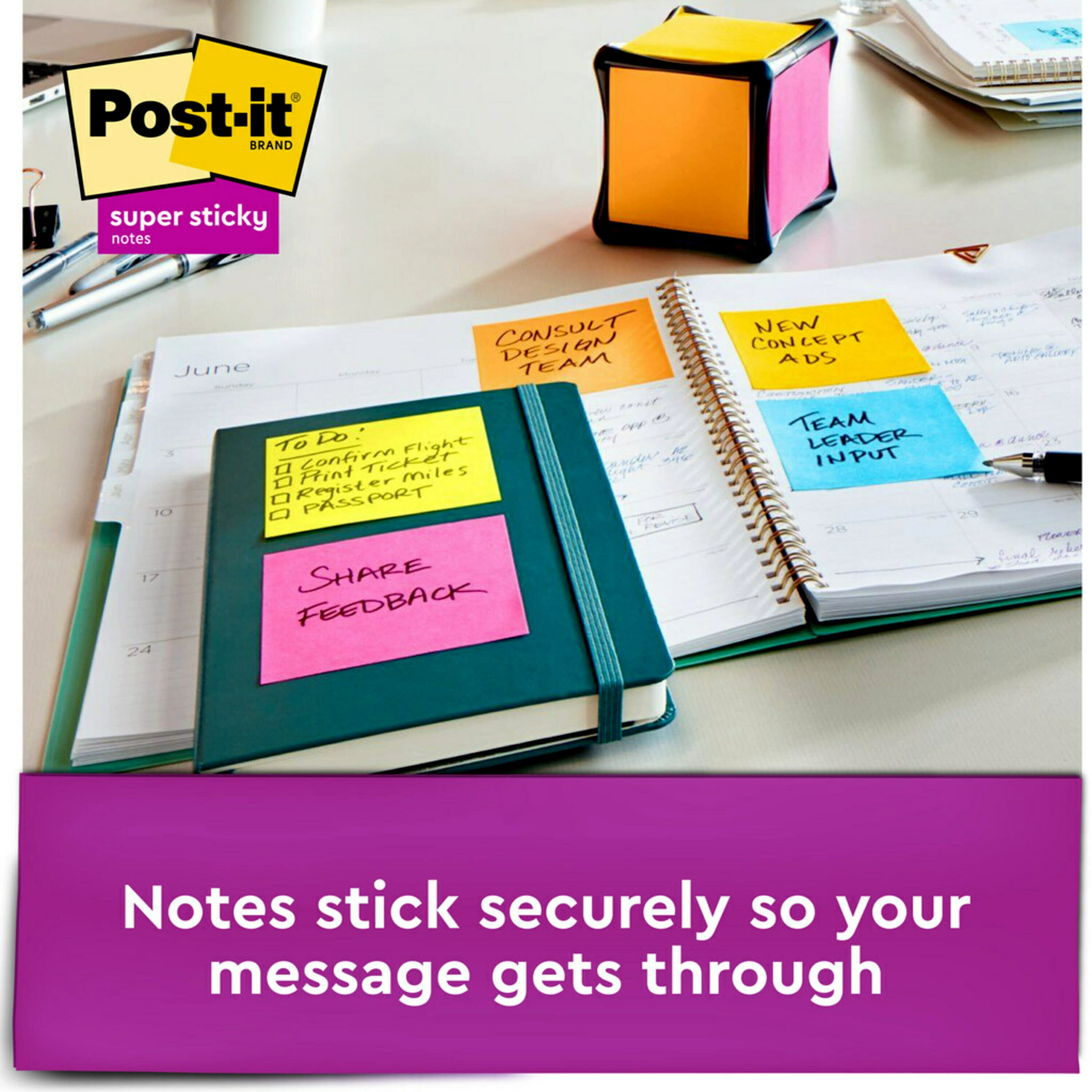 Post-it® Super Sticky Full Stick Notes, 3 in. x 3 in., Sunnyside