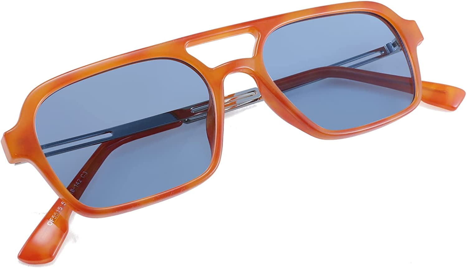 Retro 70s Flat Aviator Sunglasses Trendy Vintage Square Glasses for Women Men Metal Design Shades UV Protection