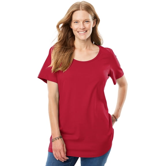 Woman Within Plus Size Perfect Short-Sleeve Scoopneck Tee