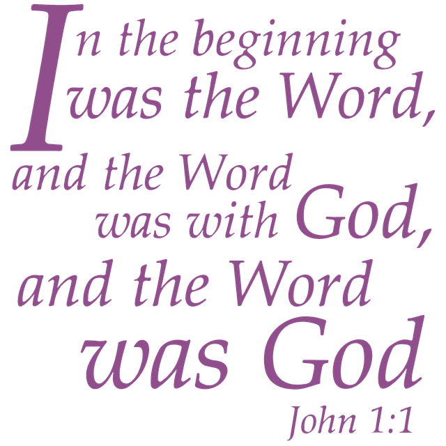 john 1:1 in the beginning I was the word, andâ¦ Vinyl Decal Sticker Quote - Large - Lavendar