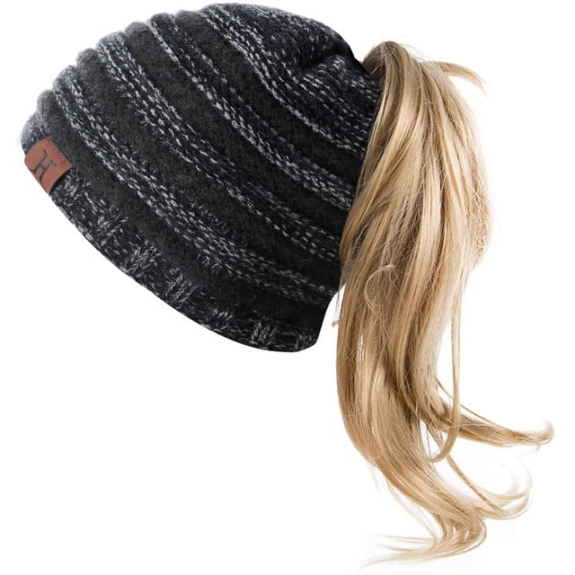 bobble hat with hole for ponytail
