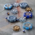 thumbnail image 2 of Bead Landing Blue Garden Czech Glass Flower Bead Mix - Blue & Gold Floral Beads in Various Sizes for Jewelry Making, Crafts & Home Decor, 6 Pack (144 Total Beads), 2 of 5