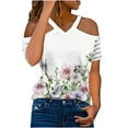 thumbnail image 2 of ICHUANYI Clearance Women Fashion Summer Sexy Printed Regular Starpless Mesh Short Sleeves V Neck Top(White, S) ICHUANYI WER2023080812953, 2 of 5