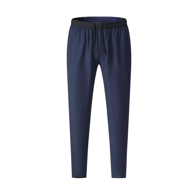 Puntoco Pantalones deportivos de color liso con cordón y pierna recta para hombre