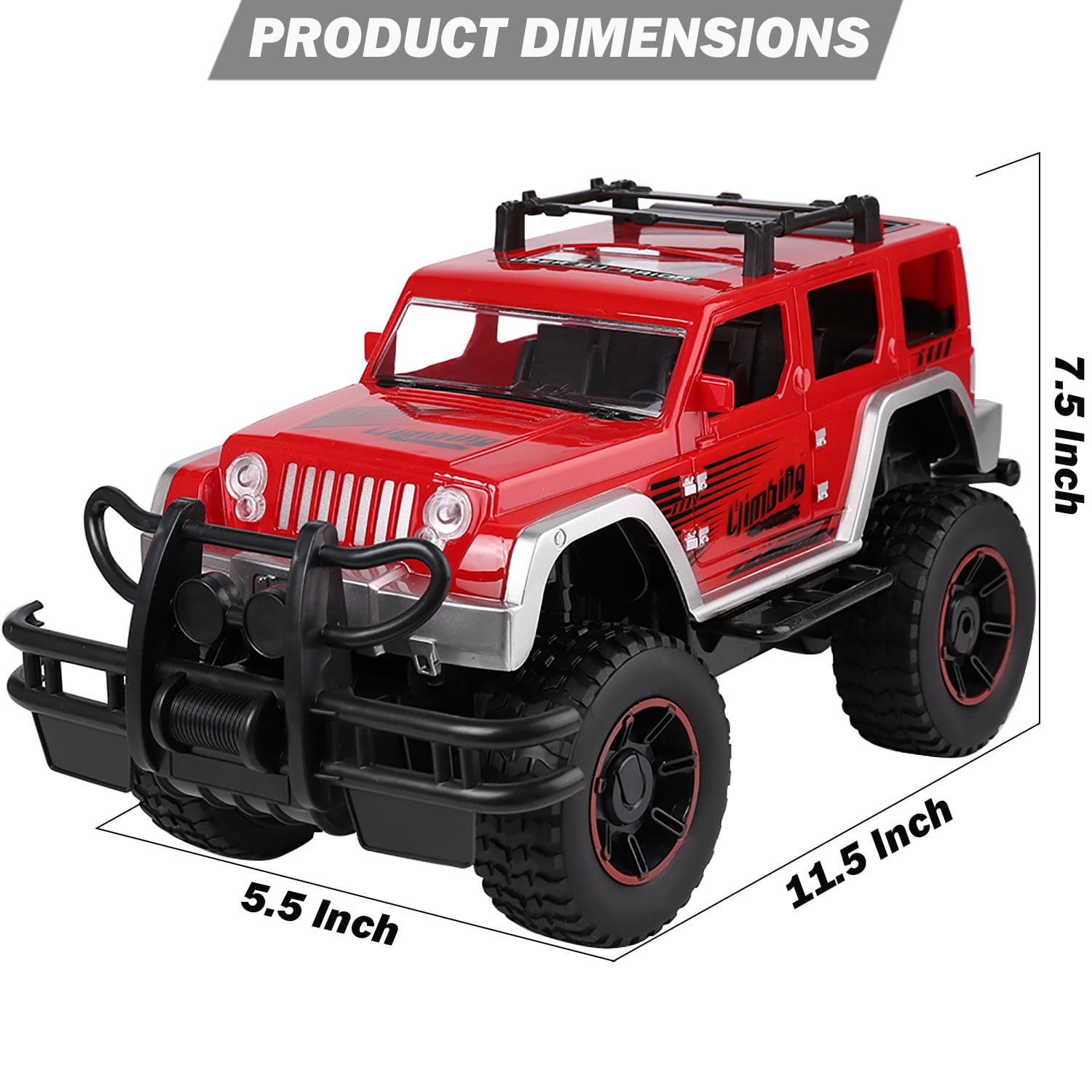 1:12 Scale RC Big Wheel Beast Monster Truck Remote Control Pickup Truck Crawler with Headlights for Boys