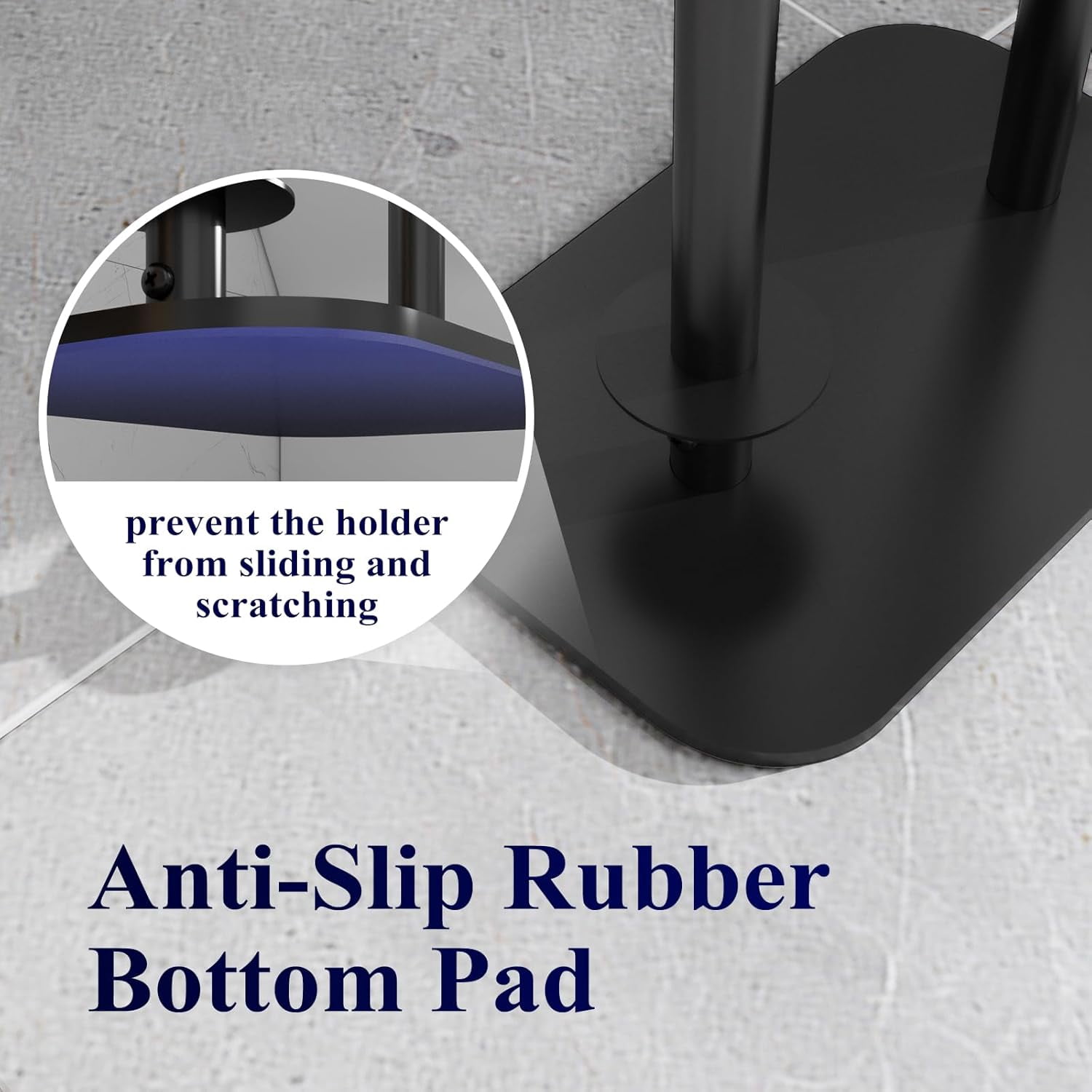 Toilet Paper Holder Free Standing – Rustproof Metal Toilet Paper Stand for 4 Rolls with Anti-Slip Base and Shelf for Phone & Small Items, Bathroom Organizers and Storage, Medium