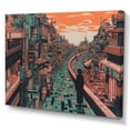 thumbnail image 2 of Designart "Orange And Green Cityscape Unveiled" City Art Deco Wall Art Print, 2 of 5