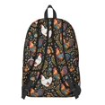 thumbnail image 3 of Rooster and Foliage Black Pattern Backpack for School, Cute School Bag with Adjustable Shoulder Straps and Padded Back, 15.7"x11.8"x5.5", 3 of 5