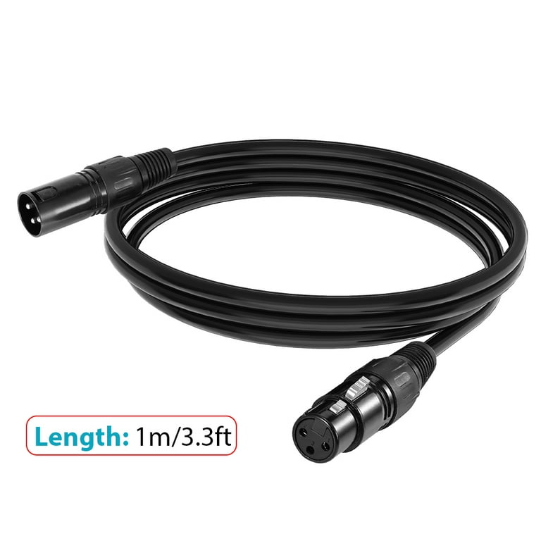 Dcenta 1M/3.3ft XLR Cable DMX Stage Light Cable 3-Pin XLR Male to Female  Plug Black PVC Jack for Moving Head Light Par Light Microphone Mixer, 8-Pack