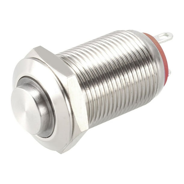 Interruptor de botón pulsador de metal de enclavamiento Uxcell Cabeza alta 12mm Diámetro de montaje 1NO Luz LED roja 12V