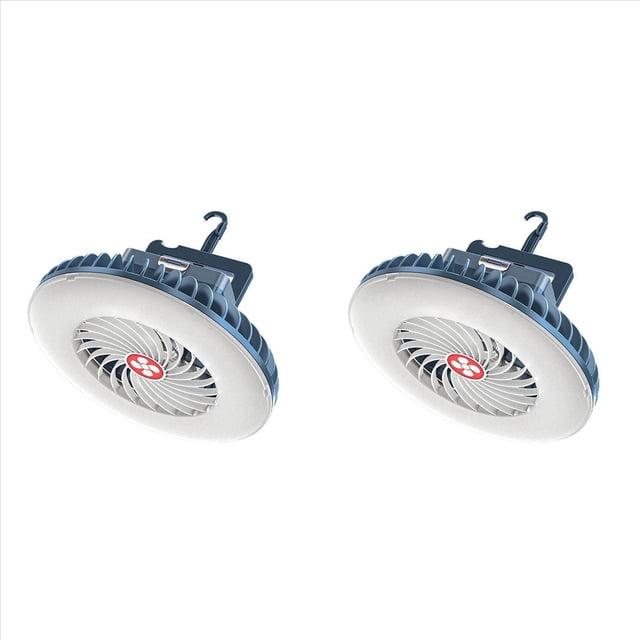 2X Ventilador PortáTil para Acampar con LED Ventilador con BateríA Recargable USB para Emergencia de Coche Tienda