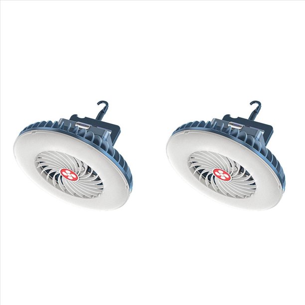 2X Ventilador PortáTil para Acampar con LED Ventilador con BateríA Recargable USB para Emergencia de Coche Tienda