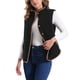thumbnail image 4 of Chaleco de forro polar para mujer INSPIRE CHIC con bolsillos, sin mangas, abotonado, moda de otoño e invierno 2024, chaleco suave M negro, 4 of 6