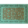 thumbnail image 1 of Ahgly Company Machine Washable Indoor Rectangle Persian Turquoise Blue Traditional Area Rugs, 2' x 5', 1 of 4